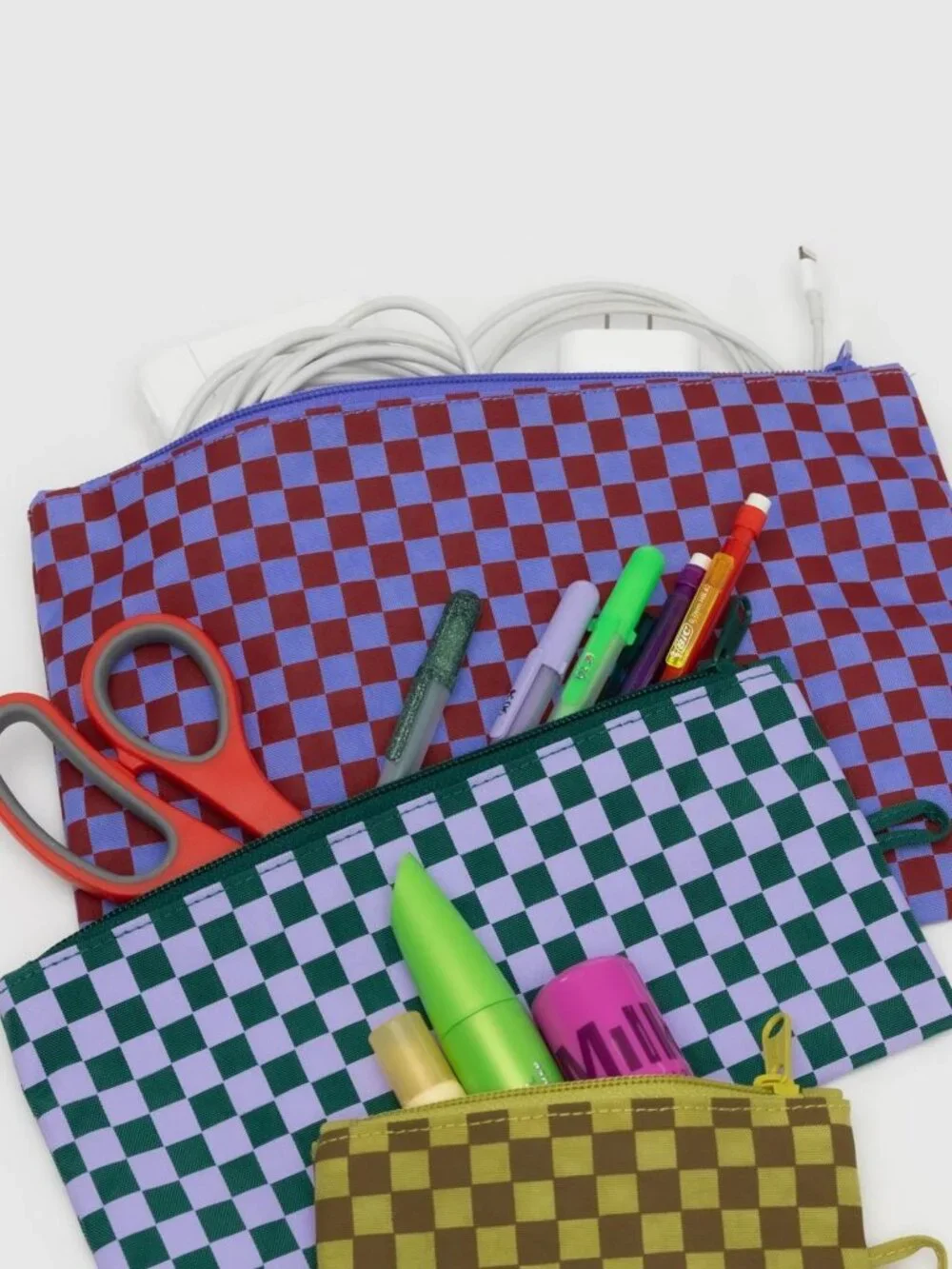 NWOT Baggu Flat Pouch Large - Jewel Check